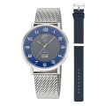 Funk Solar Drive Herren Atacama Edelstahl EGS-11621-32MS 2.Liebe im Set mit blauem Lederband